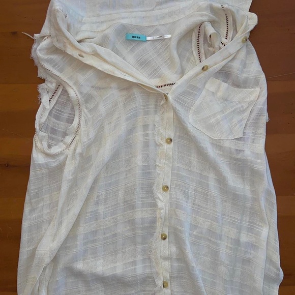 Beautiful Kimchi blue graduation sleeveless white dress button front long skirt - Picture 8 of 12